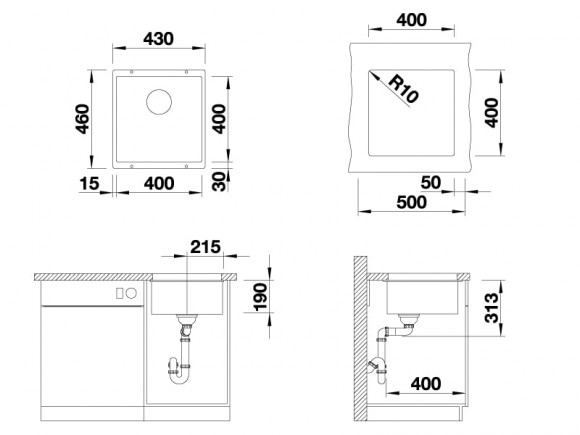 Кухонная мойка Blanco Subline 400-U (серый беж, с отводной арматурой InFino®)