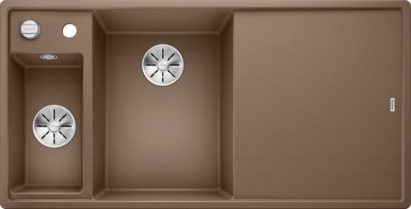 Кухонная мойка Blanco Axia III 6 S (мускат, левая, доска стекло, с клапаном-автоматом InFino®)