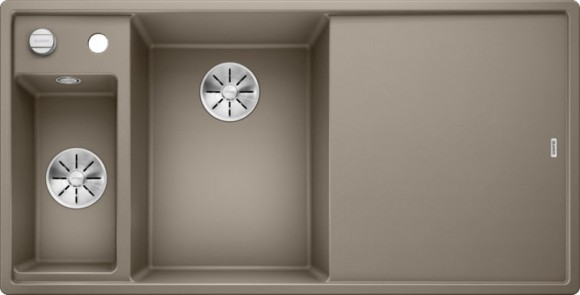 Кухонная мойка Blanco Axia III 6 S (серый беж, левая, доска стекло, с клапаном-автоматом InFino®)