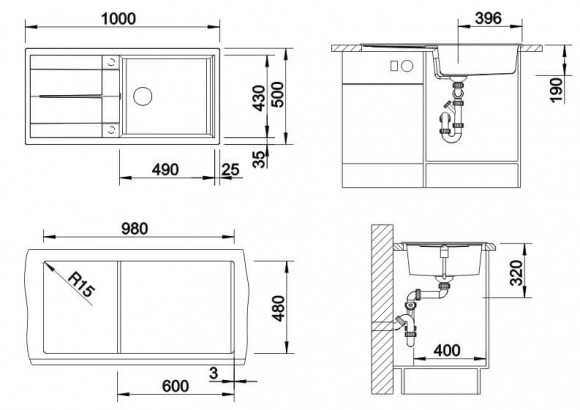 Кухонная мойка Blanco METRA XL 6 S (черный) Кухонная мойка Blanco METRA XL 6 S (черный)