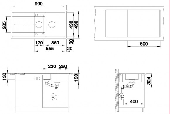 Кухонная мойка Blanco Metra 6 S-F (белый, с клапаном-автоматом)