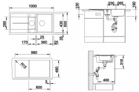 Кухонная мойка Blanco METRA 6 S (черный)