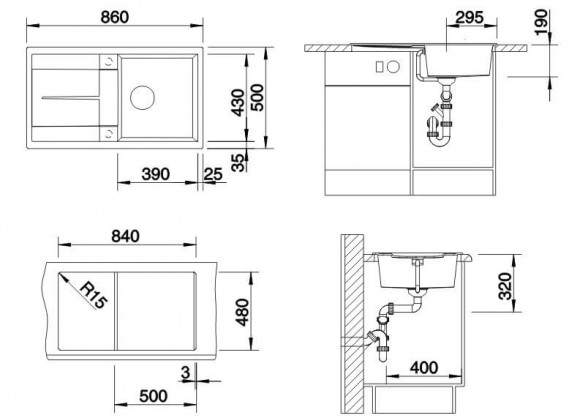 Кухонная мойка Blanco METRA 5 S (черный) Кухонная мойка Blanco METRA 5 S (черный)