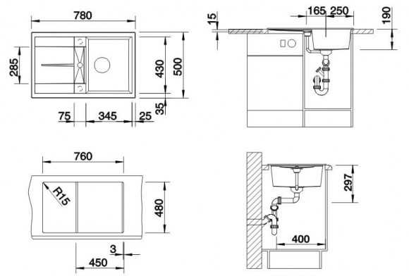 Кухонная мойка Blanco METRA 45 S (черный) Кухонная мойка Blanco METRA 45 S (черный)